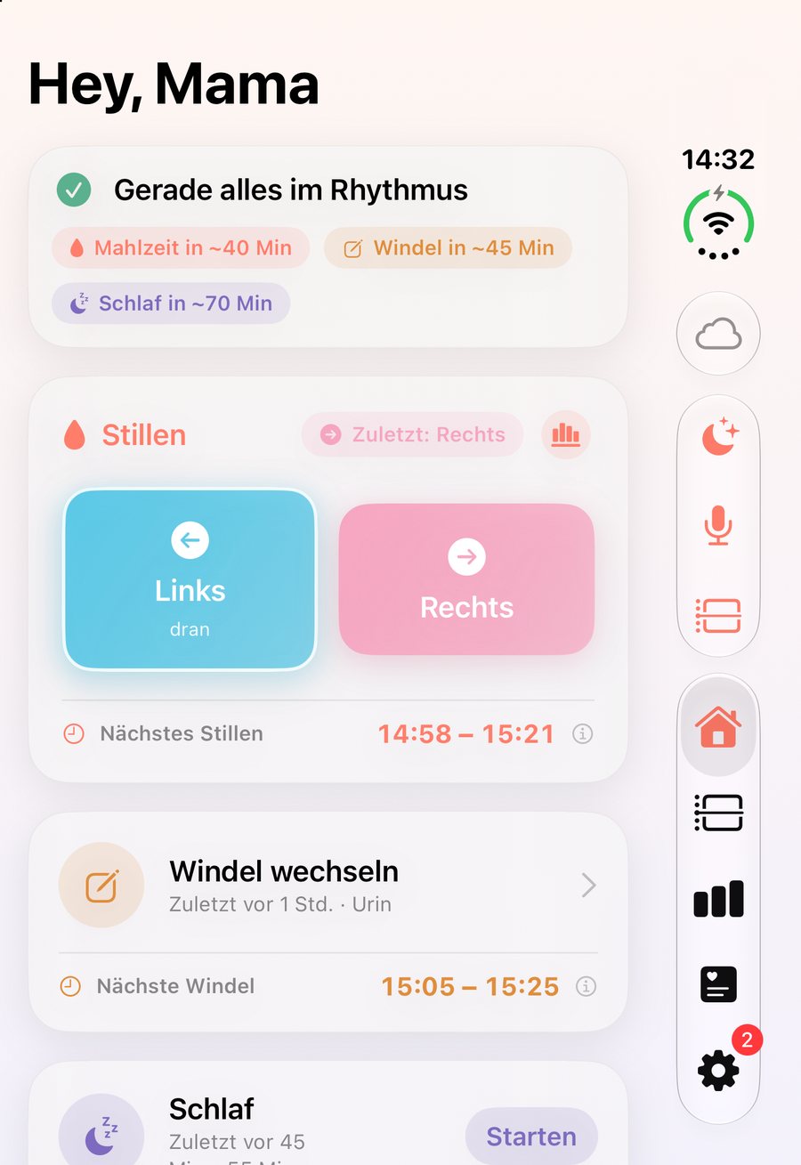 Außendisplay des zugeklappten iPhone Duo mit der HeyFini-Startseite