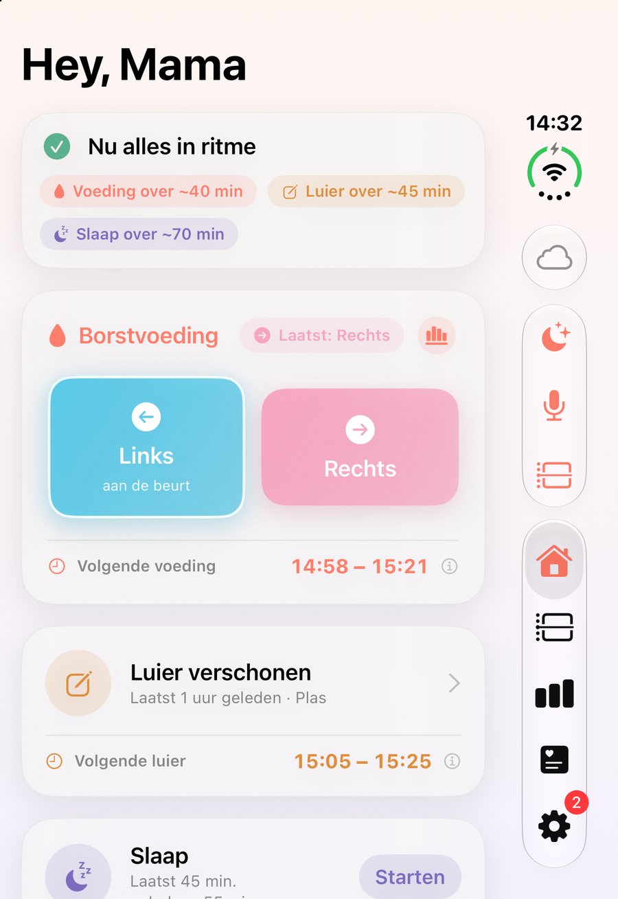 Buitenscherm van de dichtgeklapte iPhone Duo met de startpagina van HeyFini