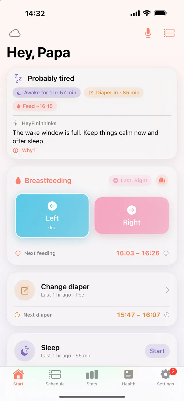 HeyFini on Dad's iPhone: “Hey, Papa” – identical data