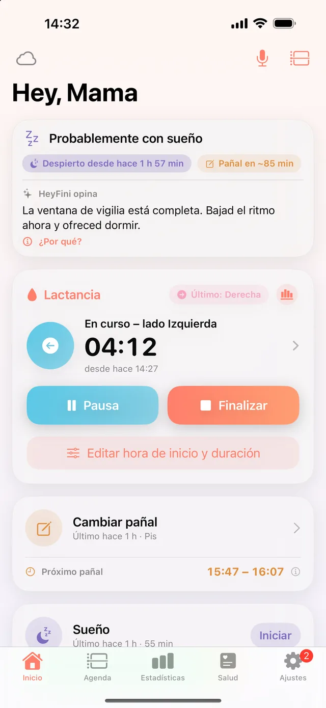 Toma en curso en HeyFini: lado izquierdo, temporizador en vivo 04:12