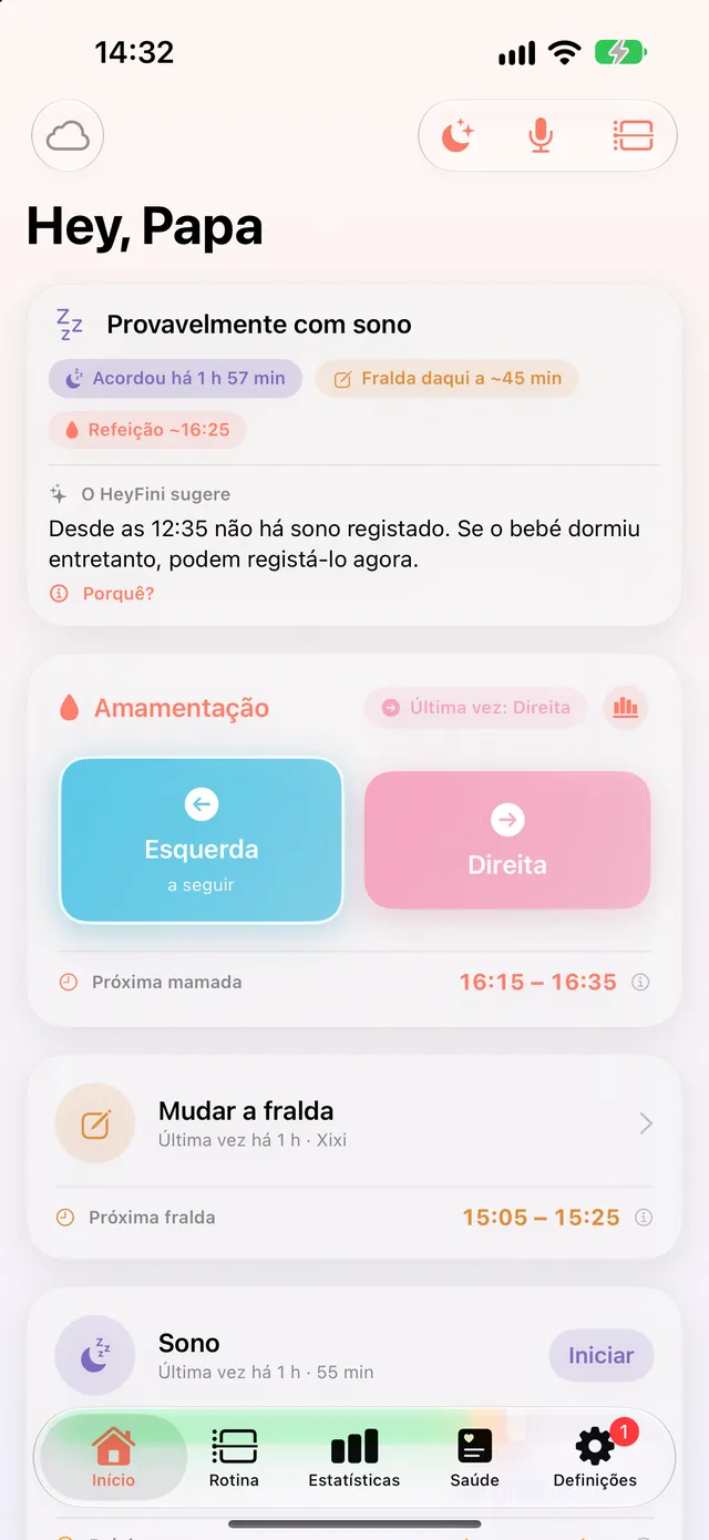 HeyFini no iPhone do pai: “Hey, Papa”, com os mesmos dados