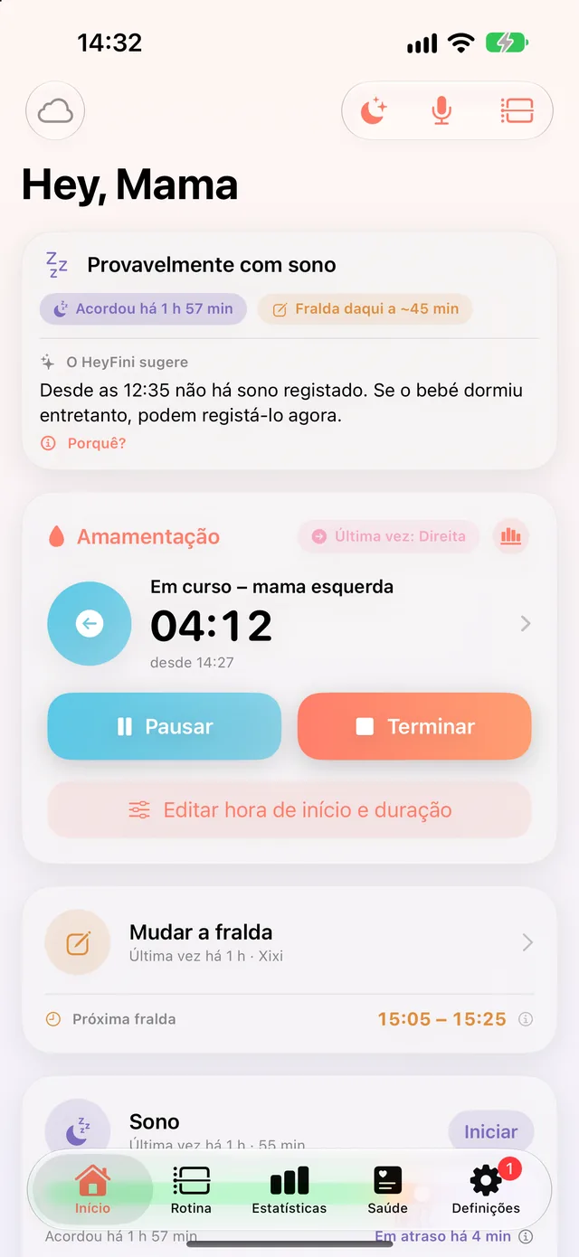 Mamada a decorrer no HeyFini: mama esquerda, cronómetro em direto 04:12