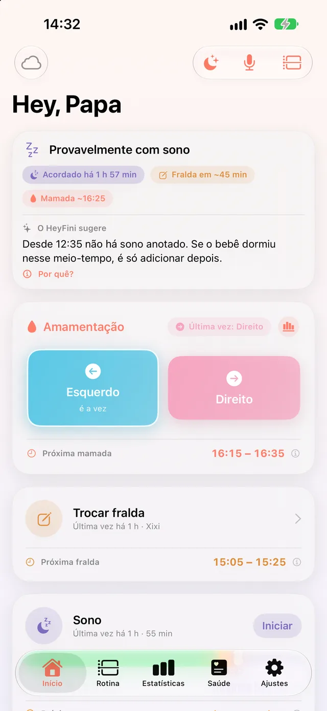 HeyFini no iPhone do papai: “Oi, Papai”, com os mesmos dados