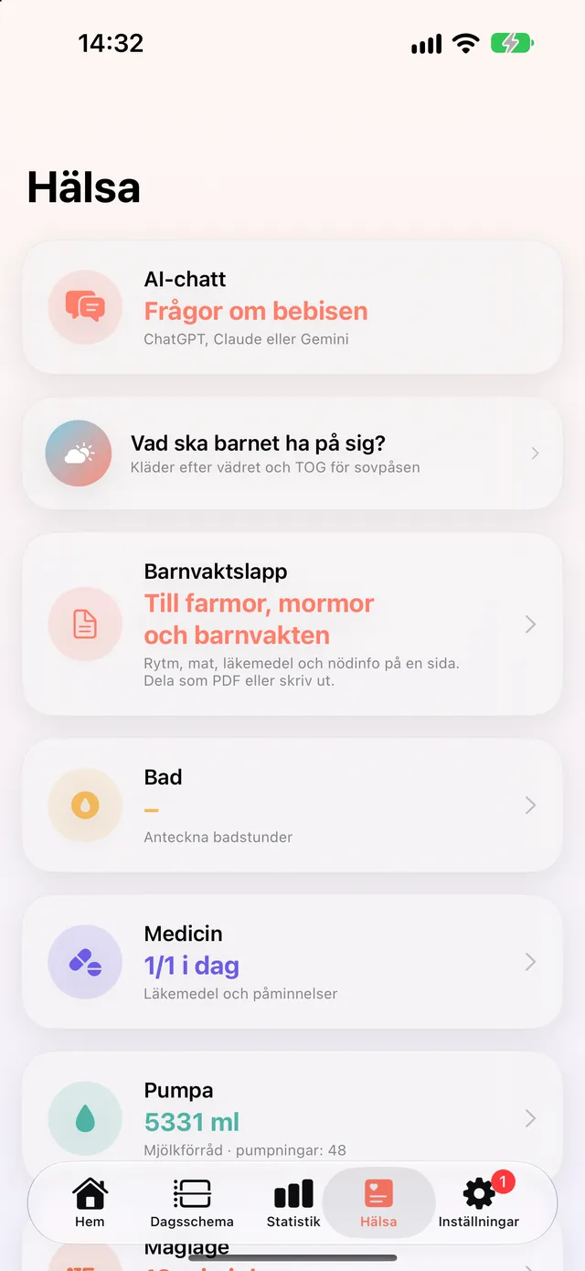 Tillväxtkurva i HeyFini: vikt med WHO-percentiler, percentil 47 inom normalområdet